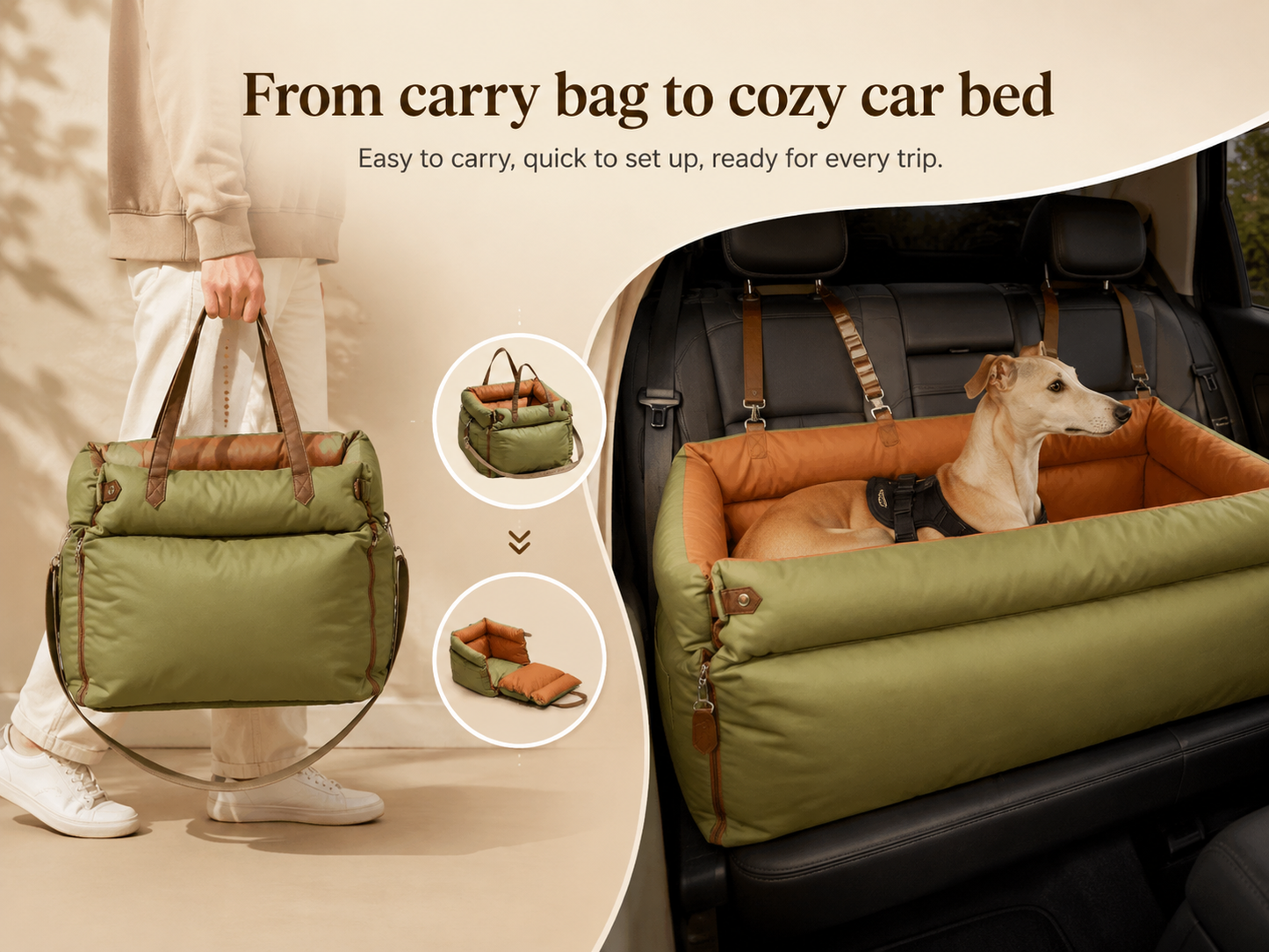 PurrLoop DriveLounge™ Premium Dog Car Seat
