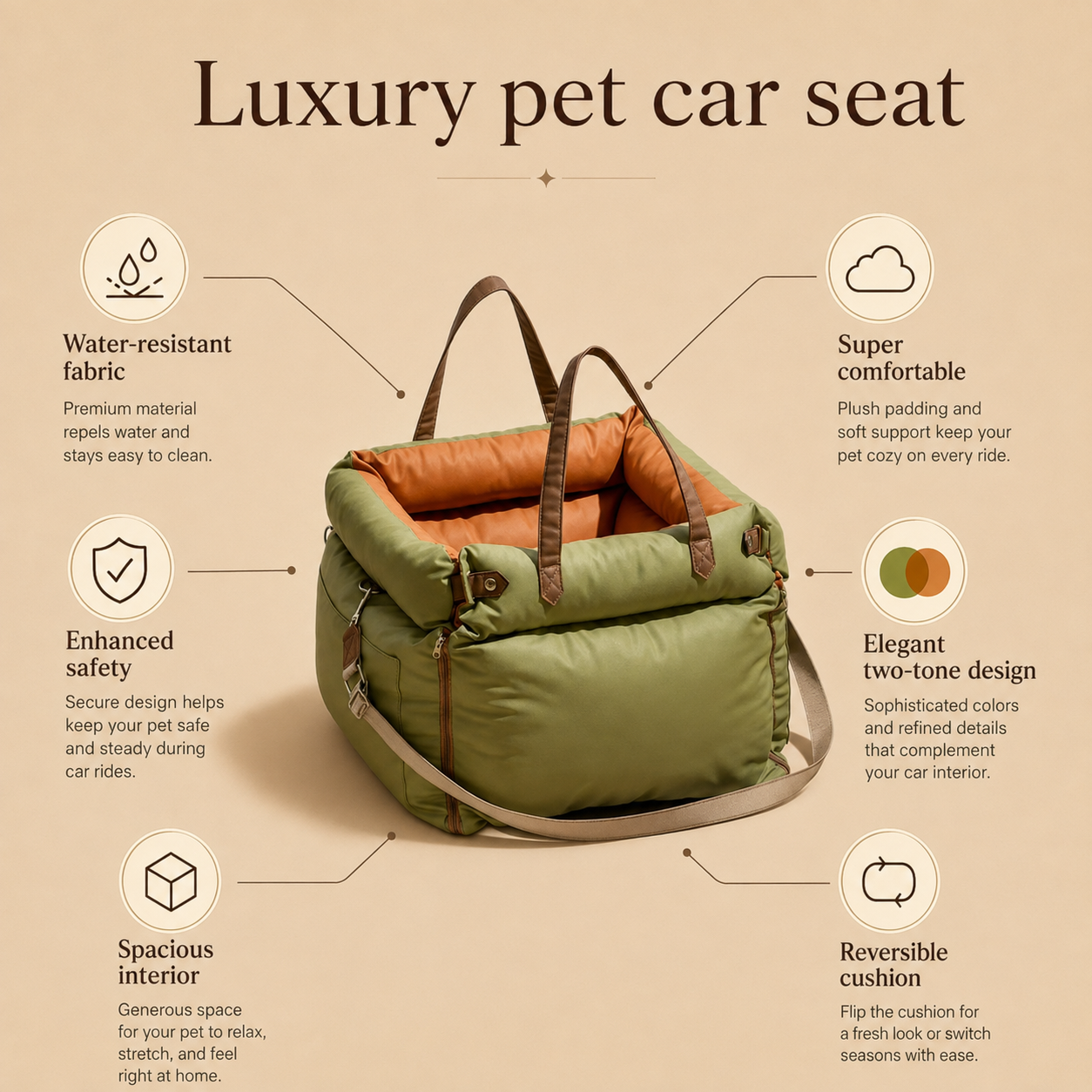 PurrLoop DriveLounge™ Premium Dog Car Seat