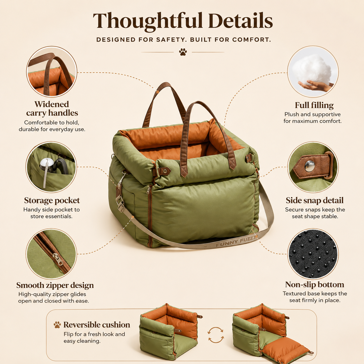 PurrLoop DriveLounge™ Premium Dog Car Seat